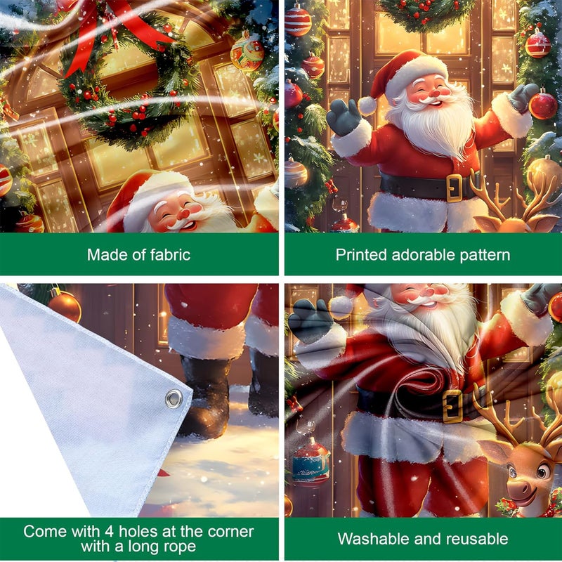 BVBOX Christmas Door Cover Banner, 6 x 3 ft Christmas Decorations Flag Photography Background for for Winter Party Decorations Supplies (Man, 70.8 x 35.4 Inch) - Image 4